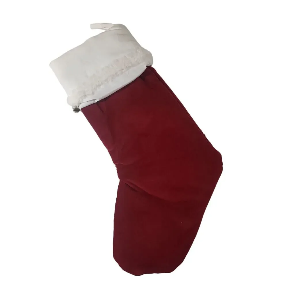 POTTERY BARN Velvet Christmas Stocking Mom Embroidered Lined Decor Holiday READ